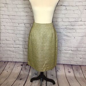 Jones New York Gold and Navy Jacquard Straight Skirt Vintage 14